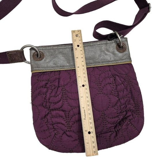 Fossil Canvas & Quilted‎ Crossbody Bag Adjustable Strap Multi-Pocket Purple Gray - Picture 12 of 12